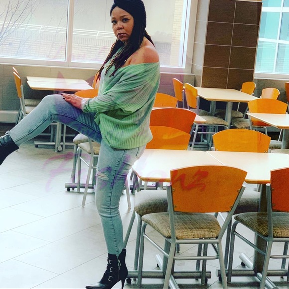 Textured Cowl Off the Shoulder Top- SAGE - Picture 5 of 8